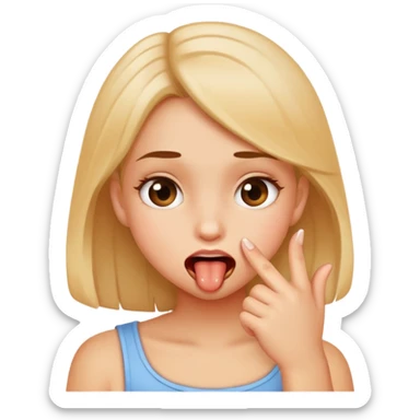 Close up of a girls lips biting on her finger  sticker