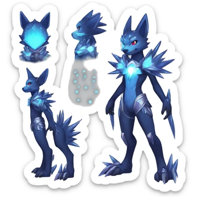Shiny Anthro Sona Fakemon Nebula with a spiked collar Full Body sticker