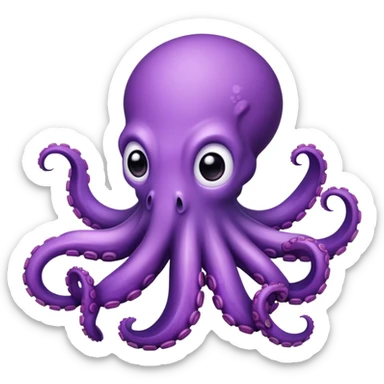 cute purple octopus with eight tentacles sticker