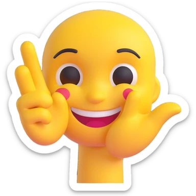 yellow emoji face with cheeky grin right hand making L on forehead playful loser sign sticker