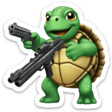 Turtle with gun sticker