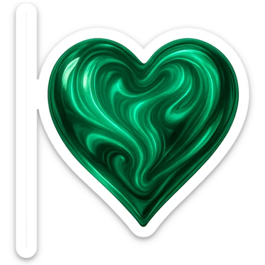 heart with a swirling emerald green effect sticker