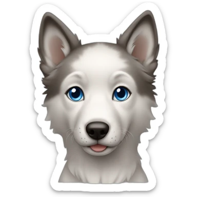 Puppy Wolf dog  blue eyes without eyebrows sticker