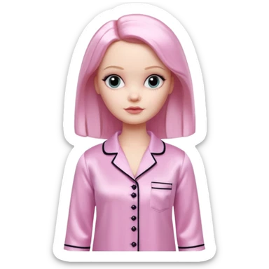 Wednesday Addams Barbie in a Light pink silk pyjamas set sticker