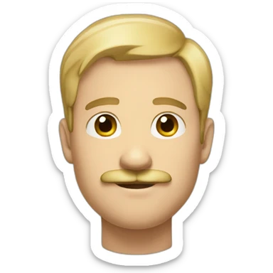 thirty years old tall short blond man with moustache sticker