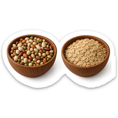 BOWL DI LEGUMI INSIEME A BOWL DI FIOCCHI DI AVENA POGGIATE,  iperrealistico 4k sticker