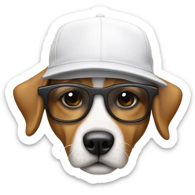 Crea un emoji de un perrito blanco con gafas de sol y gorra sticker