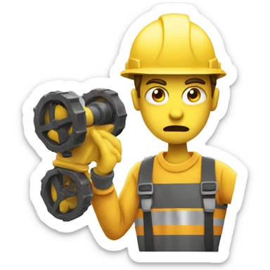 Yellow engineer with an angry face slaping his fac sticker