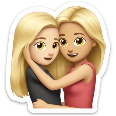 Best friends blonde girl and brunette girl hugging  sticker