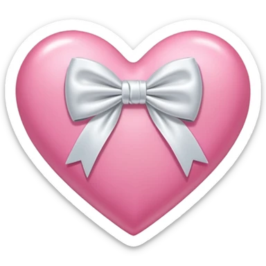 Pink heart with white bow  sticker