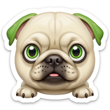 white pug with frog eyes meme Pepe sticker