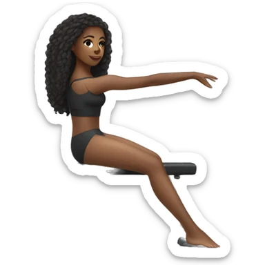 Beautiful black woman doing barre pilates with long kinky haïr sticker
