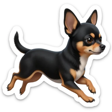 Chihuahua  noir marron poil courut une petite chanteuse sticker