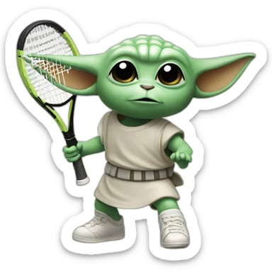Grogu star wars plays tennis sticker