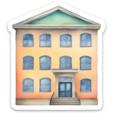 Watercolor paint school building sticker