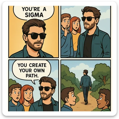 zrób komis, że ktoś jest "sigma" żart. Inspiruj się zanymi twarzami sticker