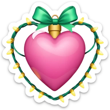 Pink heart wrapped in Christmas lights  sticker