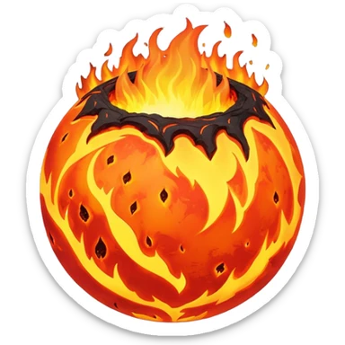 sphere globe planet, surface covered with lava fire sticker