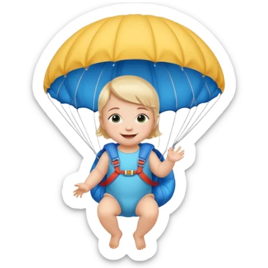 Skydiving girl baby with parachute and UFO blue sticker