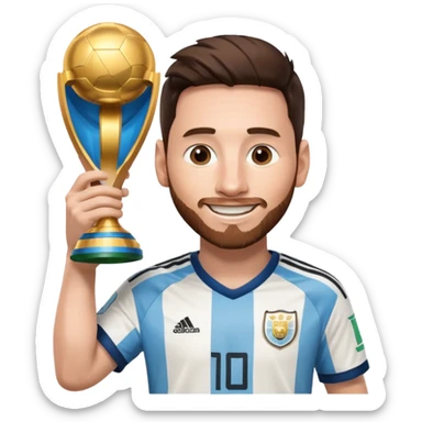 Messi holding the world cup trophy sticker