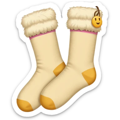 Beige fluffy socks sticker