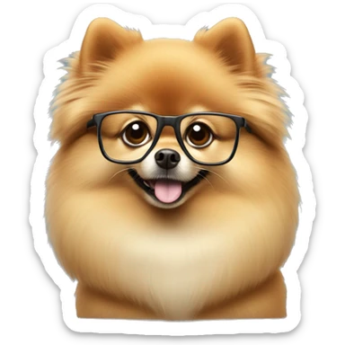 pomeranian with science glasses and pen sticker