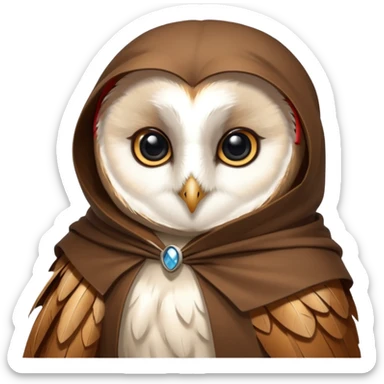 white barn owl in brown cloak sticker