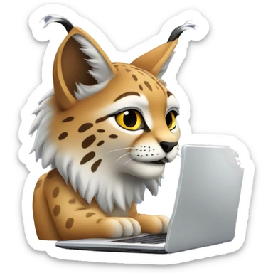 A lynx with a laptop sticker