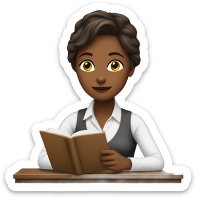 Female woman studying with coffee sticker