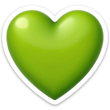 lime green heart with a leaf motif sticker