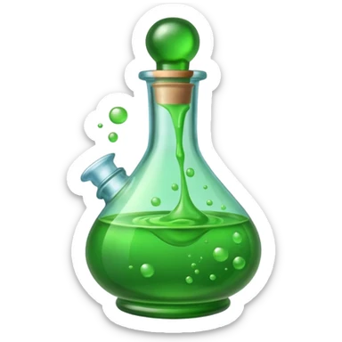 Glass potion bottle with green liquid sticker