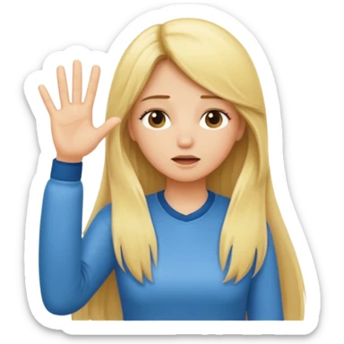 blonde cartoon girl long hair making time out gesture sticker