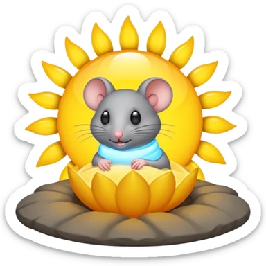 A gray mouse inside of a sun ☀️ 🐭 sticker
