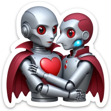 Vampire Robot who is NOT a bird with a Pigeon and they are in love sticker