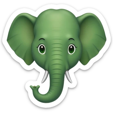 A green head with a green elephant trunk sticker