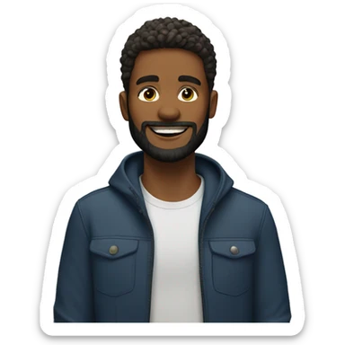 young man with beard on top of a mountain sticker