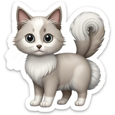 Create an iOS emoji image of a White/grey ragdoll cat with dachshund-like body sticker