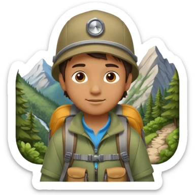 Boy + backpack,Mountain Campers. sticker