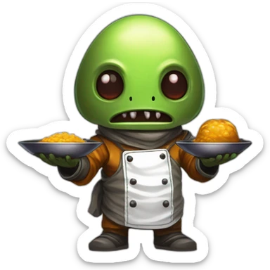alien chef scifi roguelike rpg style inspired by slay the spire digital art sticker