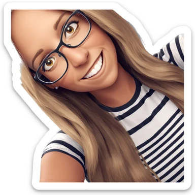 smiling girl with glasses sticker