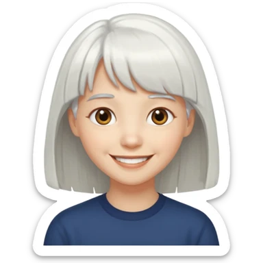 little longer white hair and bangs smile sticker