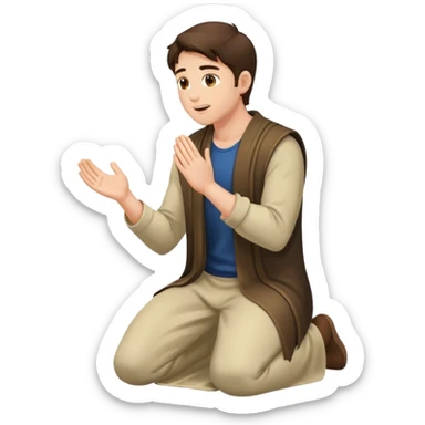 Brunette man kneeling worshipping  sticker