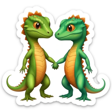 Romantic Lizard couple wear cute clothes  sticker