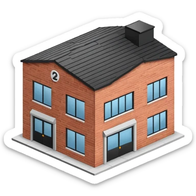 a 2d warehouse in black and white for a report from the outside. It should be the size of an emoji sticker