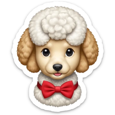 Poodle with red bow tie, portrait sticker