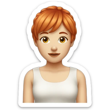 red haired girl with bangs and wink sticker