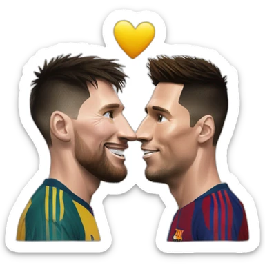 Messi qui fait un calin a ronaldo sticker