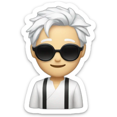 Gojo satoru white hair with round black sunglasses sticker