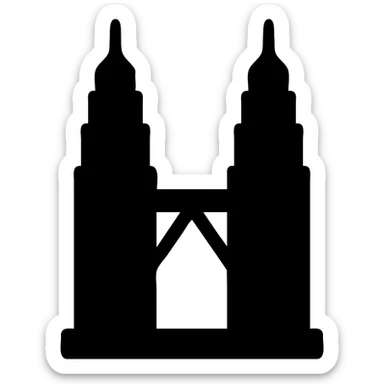 minimalist solid icon of the Petronas Towers, straight-on view sticker