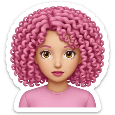 A women curly hair pink sticker